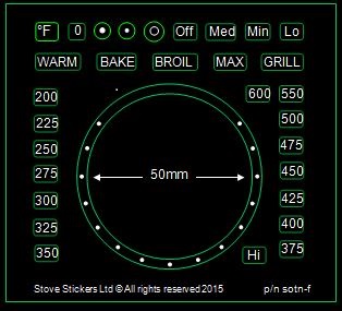 fahrenheit oven temperature numbers in
white