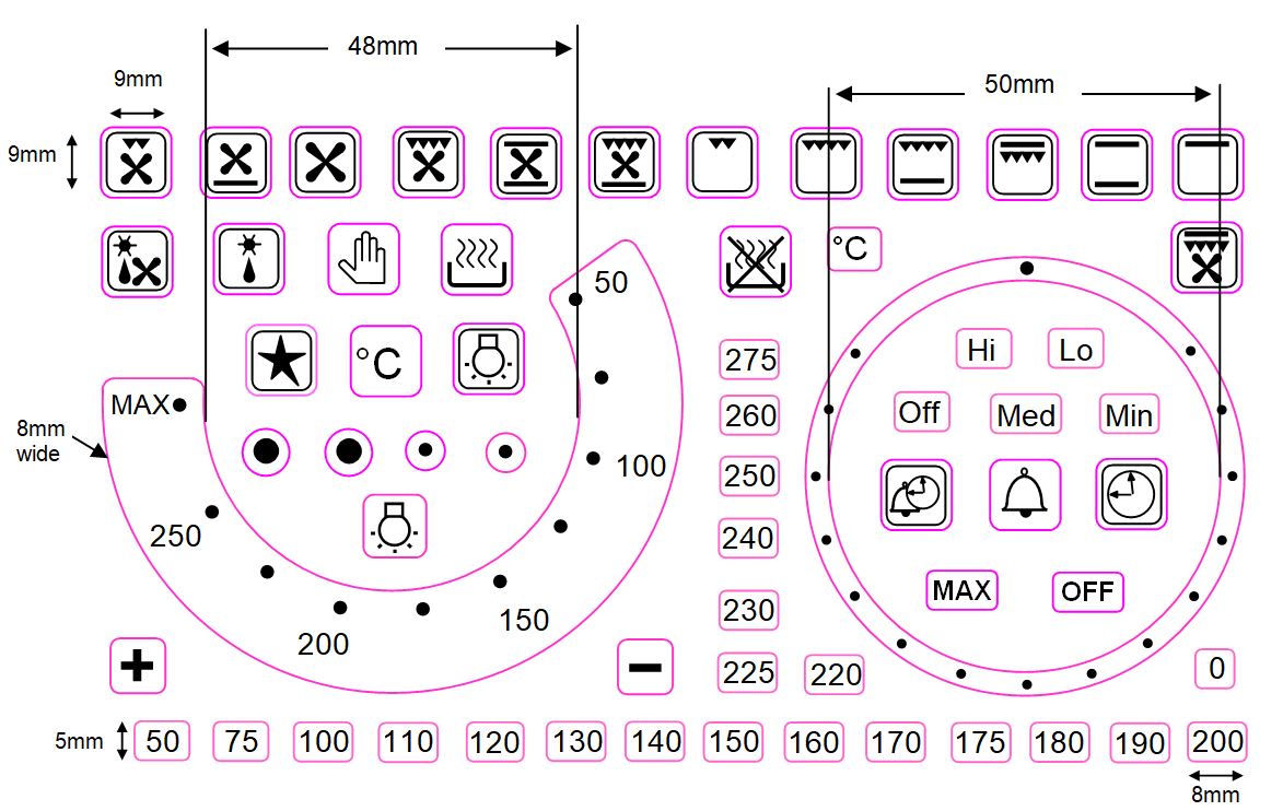 Bundle set -
oven temperature sticker + separate oven numbers
+ symbols