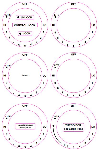 Stove Stickers - replacement stove sticker decals